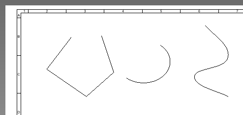 Polygon, arc and curve shapes available for technical diagrams